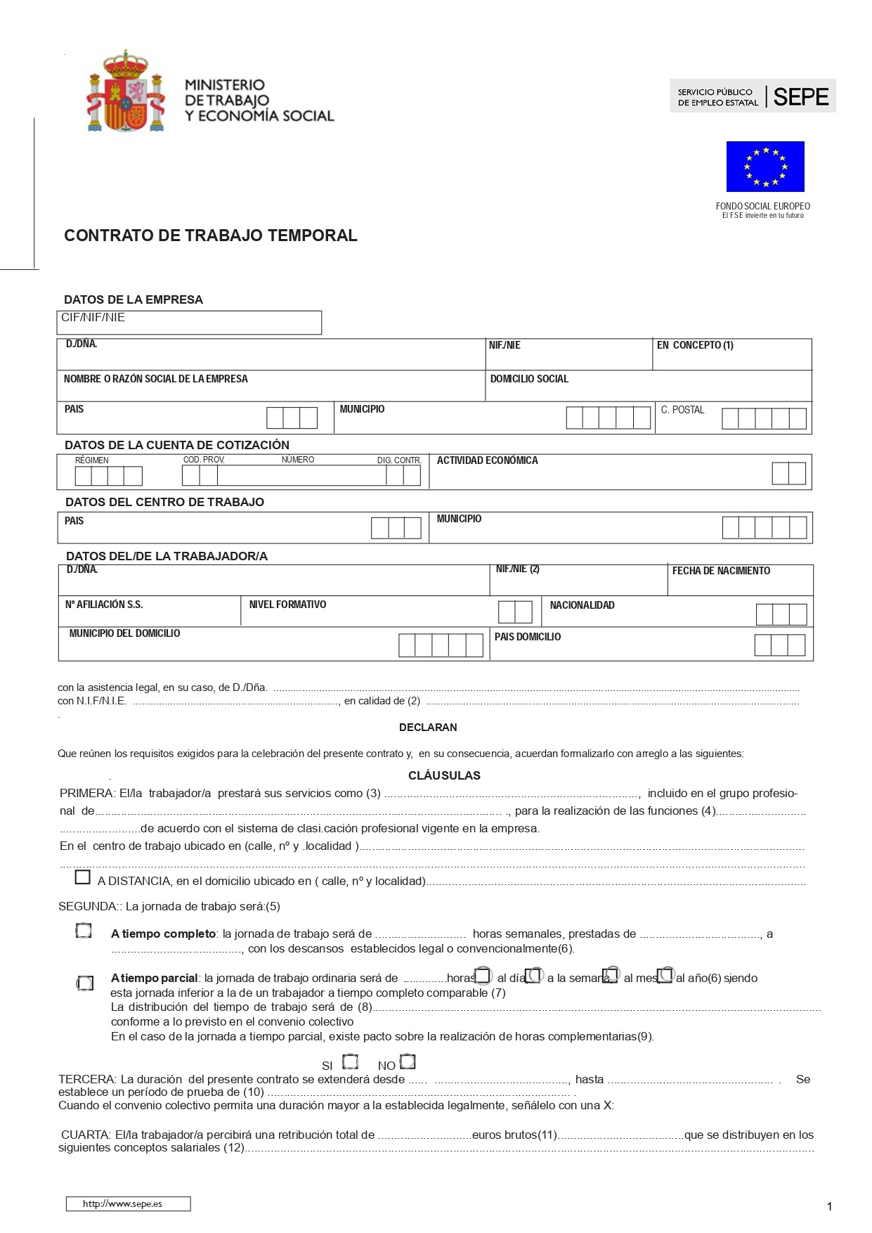 Contrato De Trabajo Temporal Experto Laboral 8337